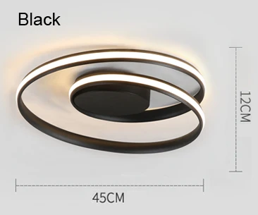 Современный потолочный светильник, кольцевой светодиодный светильник для гостиной, спальни, белый, черный цвет, поверхностный монтаж, потолочный светильник, декоративный AC85-265V - Цвет корпуса: Black  Dia 45cm