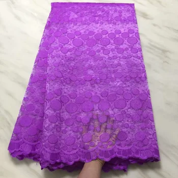 

Purple color African Tulle Lace Fabric For Wedding High Quality Nigerian French Mesh Lace Swiss voile Lace Fabrics 5 Yards A1237