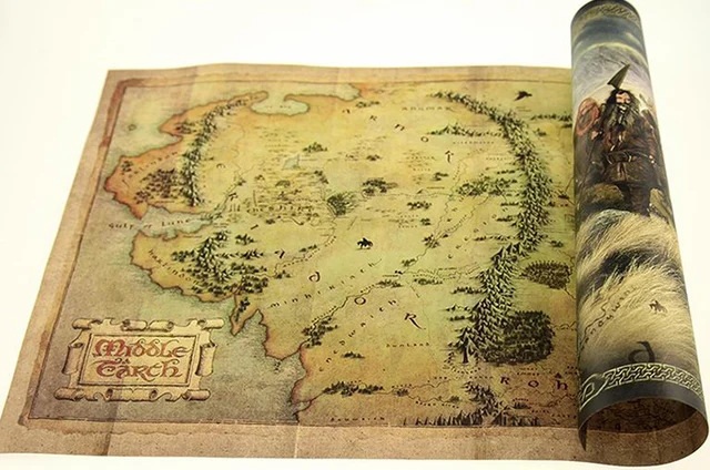 hobbit retro kraft paper map classic movie poster vintage wall art crafts sticker living room paint