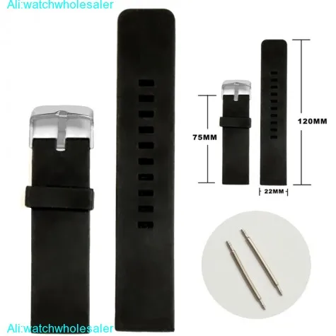 22mm Black Color Silicone Jelly Rubber Men Lady Watch Band Straps WB1081A22JB
