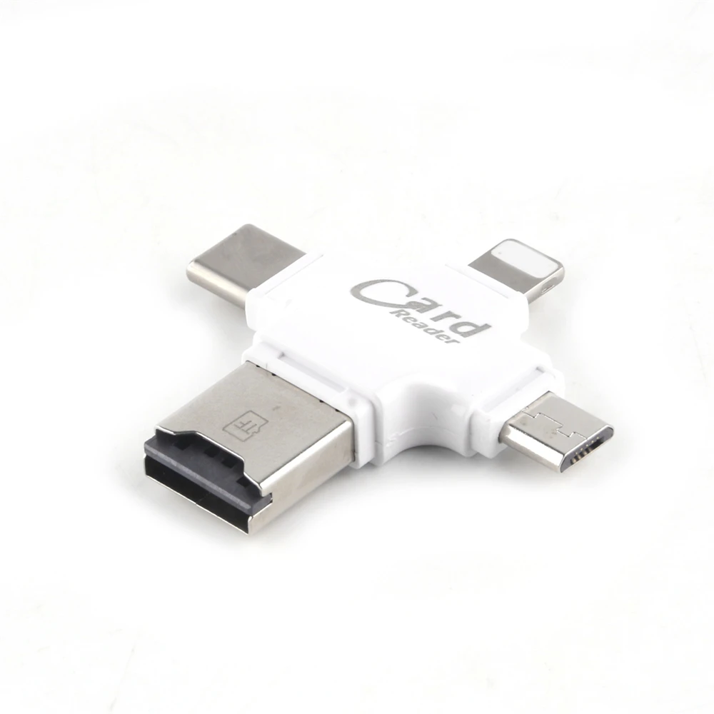 Новый 4 в 1 type-c/Lightning/Micro USB, для карты памяти считыватель Micro SD кард-ридер для Эндрюс/Iphone/type-c/компьютера