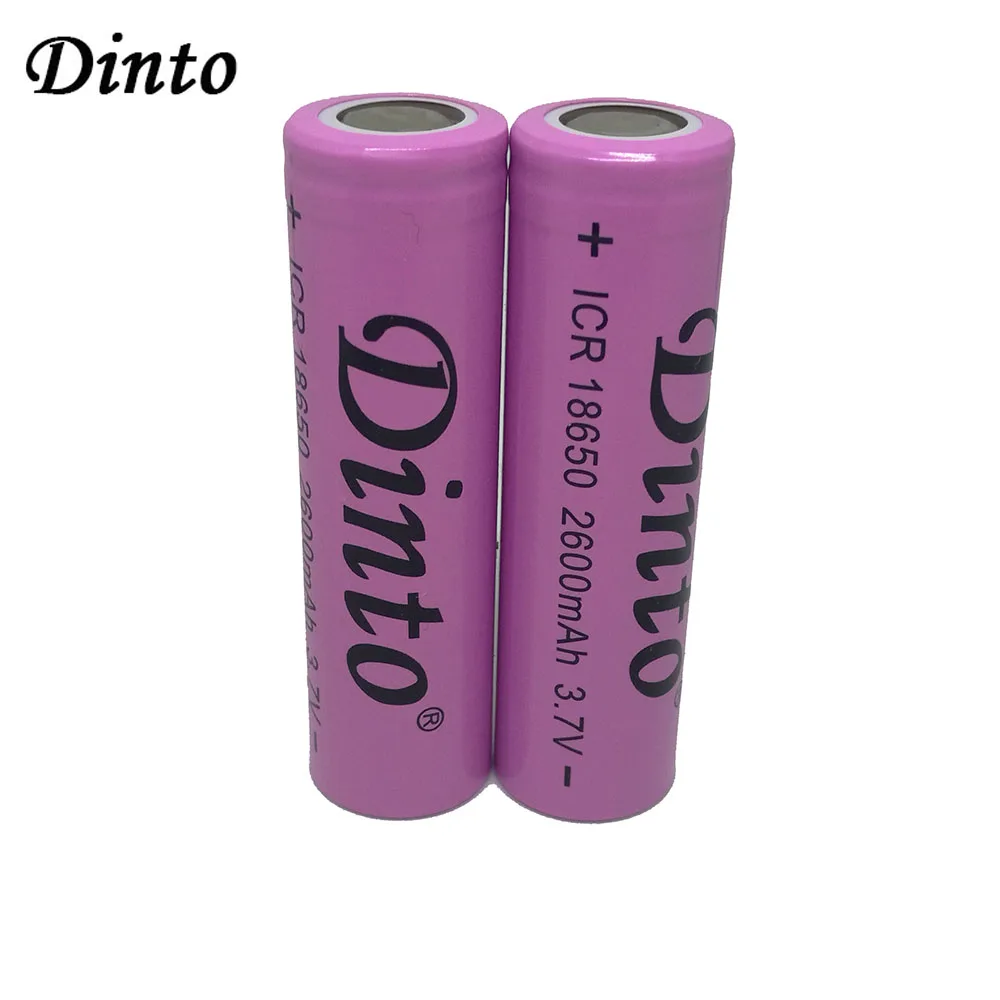 

Dinto 2pcs Original 2600mAh 3.7V Rechargeable 18650 Li-ion Lithium Battery ICR18650 Batteries for E-Cig LED Flashlight Tools