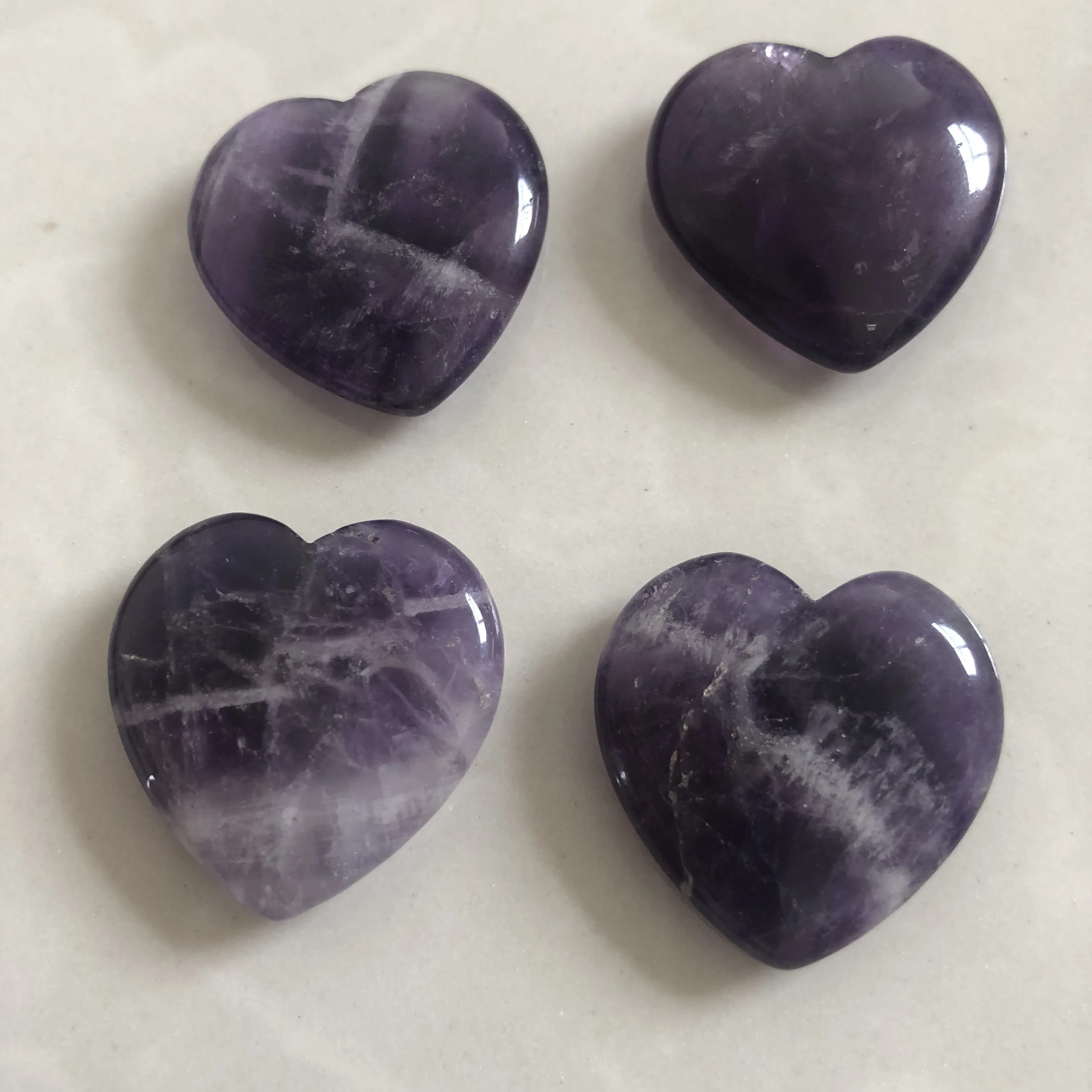 4pcs Natural amethyst heart, healing yu