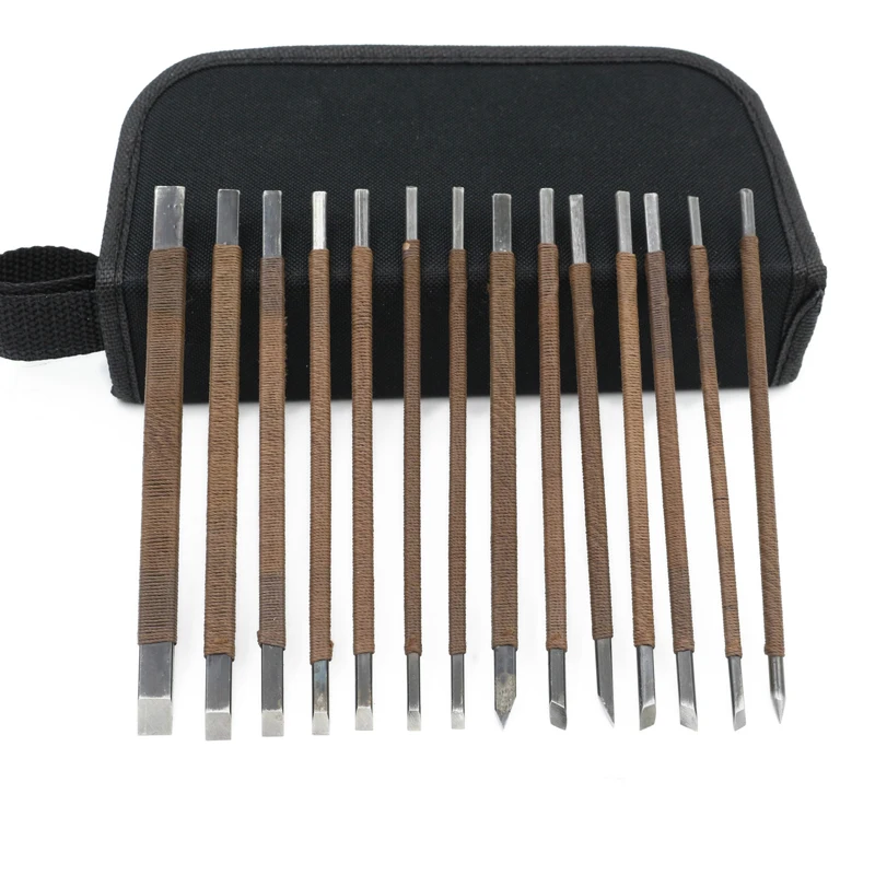 14 Pcs/set Stone Carving Knife Tool Set Multi function Manganese Steel Woodworking Graver Hand