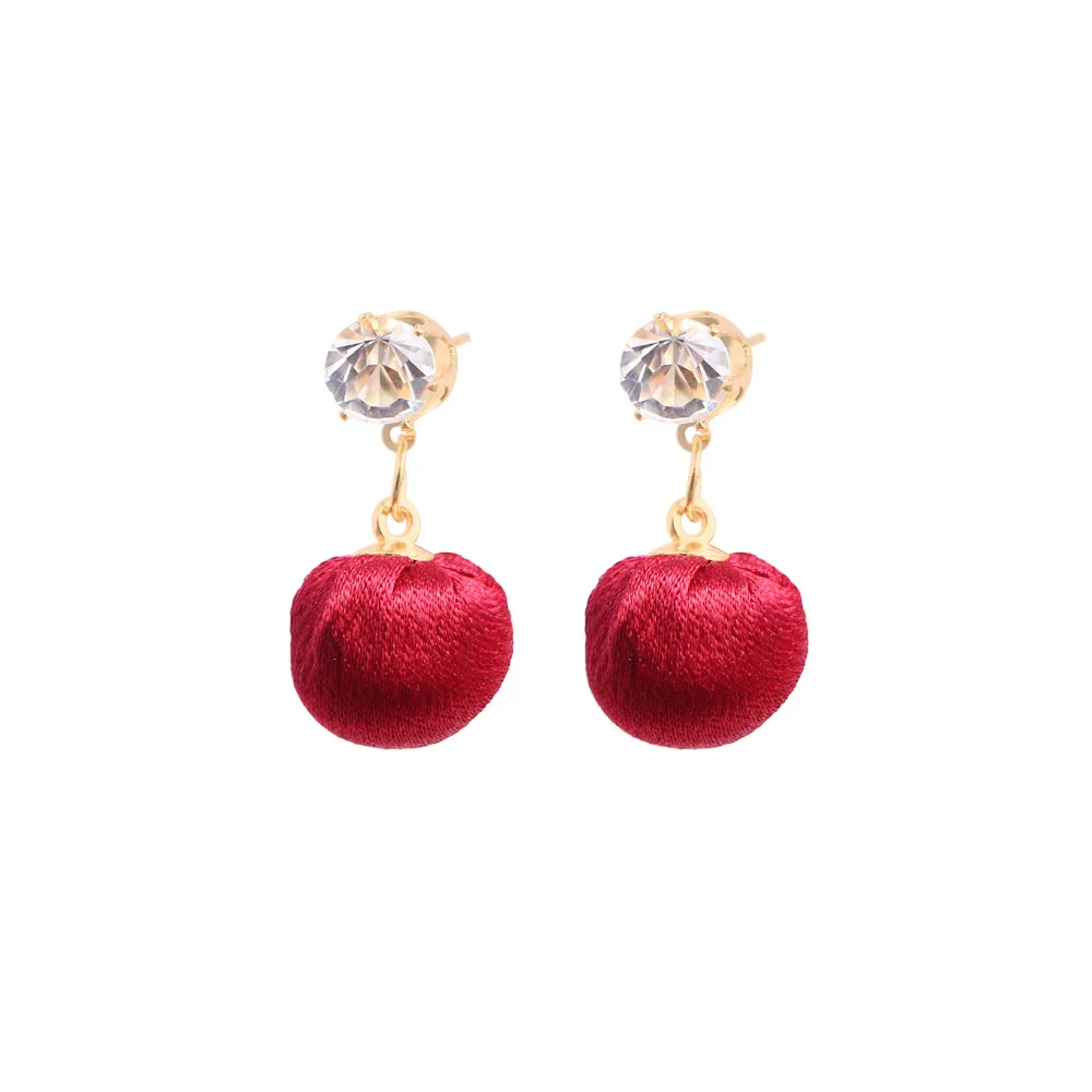 Fashion Style Round Ball Drop Earrings Crystal Personality Cute Dangle