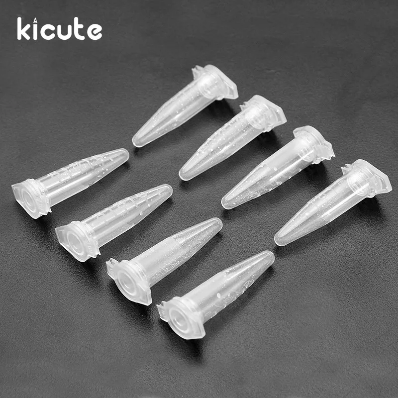 Kicute 100 шт пробирки для центрифуги прозрачные полипропиленовые Градуированные пробирки 0,5 мл флакон с защелкой колпачок лабораторные образцы