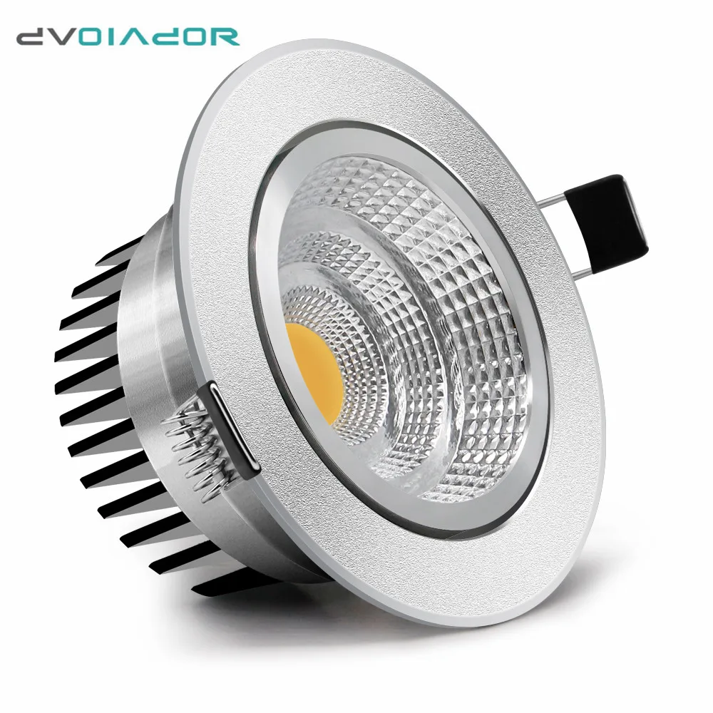 Dimmable LED Recessed Downlight 6W 9W 12W 15W led ceiling lamp Silver COB Spot light for indoor Living room bedroom led lights