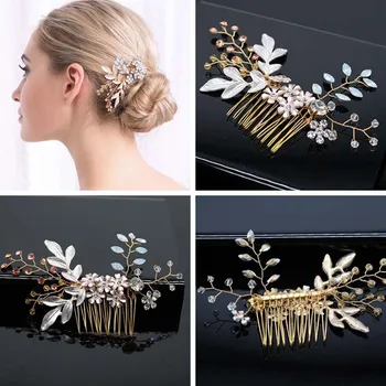 Bridal Hair Accessories Crystal Peals Hair Combs Wedding Hair Clips Accessories Jewelry Handmade Women Hair Ornaments Headpieces 6