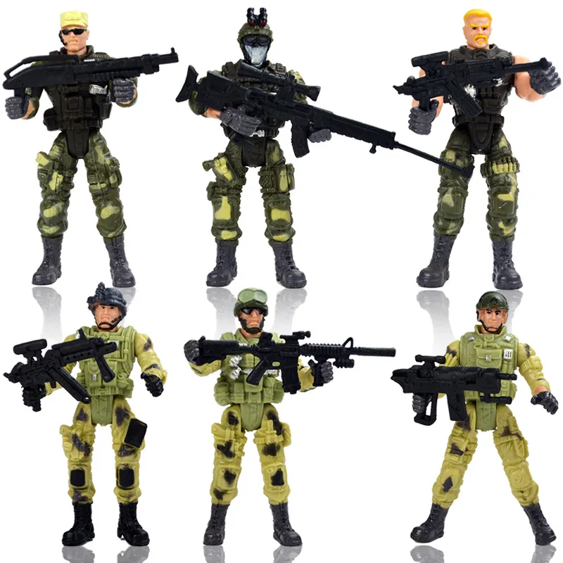 

6pcs/set Elite Force Marine Recon Action Figure Modern model Military police soldiers toy weapons special forces special troops