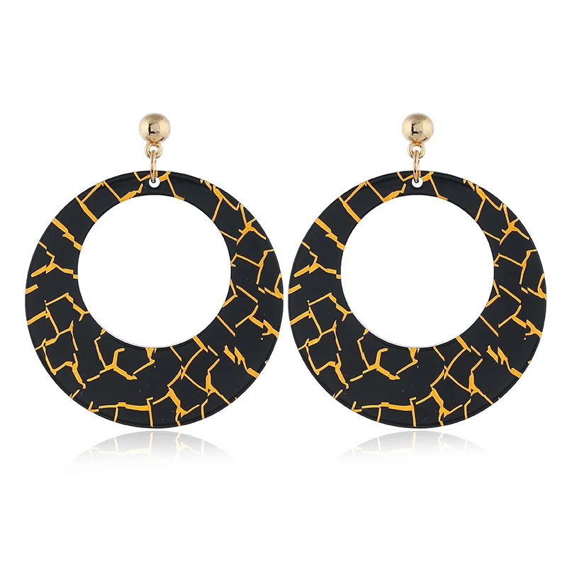 

New Fashion Leopard Earrings Acetate Earrings Personality Atmosphere Exaggerated Edition Geometric Round Brown Acrylic Earrings