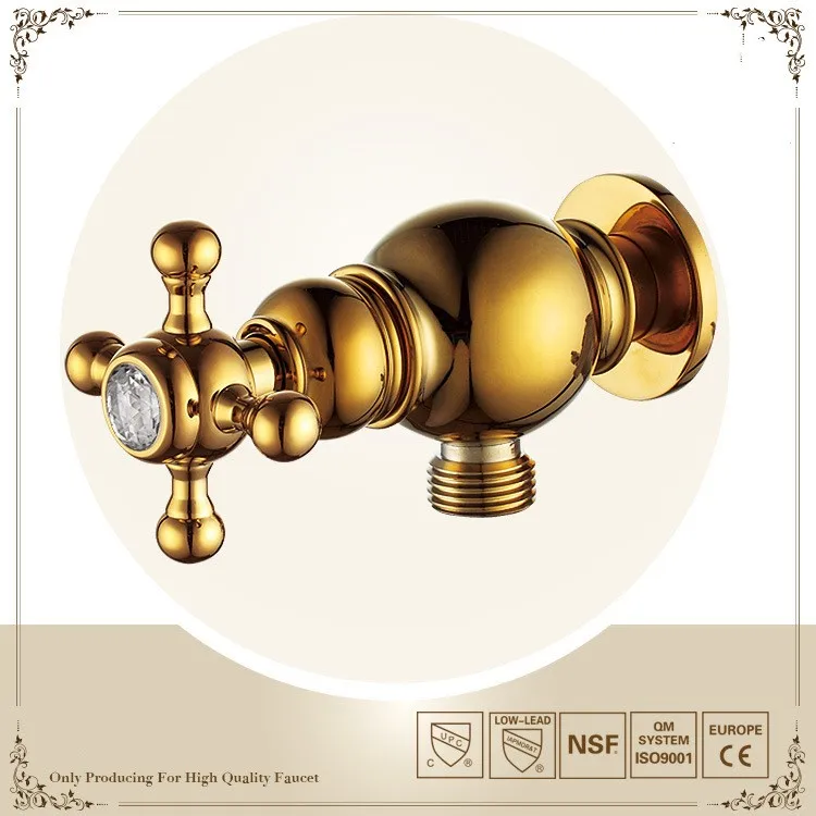 Европейский стиль с золотым покрытием угол клапан Ванная комната Туалет Кухня высокое качество Медь утолщенной воды запорной арматуры