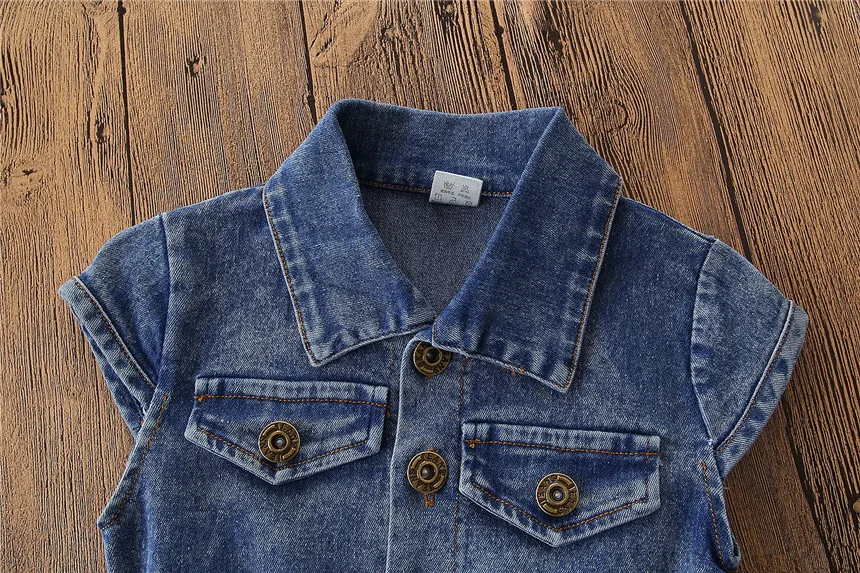 Girls Denim Shorts Blue Jean Overalls Sleeveless Rompers Summer Children's Clothing Newborn Baby Girl Jumpsuit Clothes 2-6Y