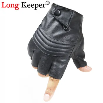

Long Keeper New Style Mens Leather Driving Gloves Fitness Gloves Half Finger Tactical Gloves Black Guantes Luva G223