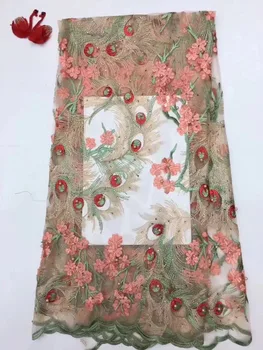 

The new African lace chiffon quality fabrics, French lace embroidery voile lace fabric Christmas dress fabrics TS7690