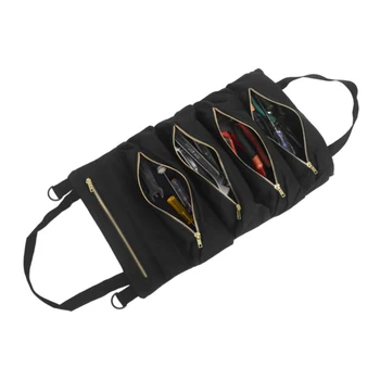 

Portable Roll Tools Bag Canvas Tool Organizer Pouch Handy Small Tool Storage Bag Multifunctional Suspension Car Storage Bag