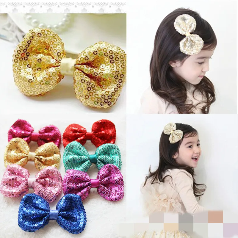 Classic sequins bowknot hairpin Girl's headdress flower hairpin ...