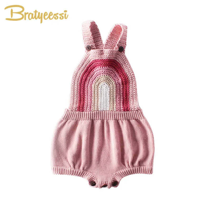 

Rainbow Baby Romper for Girls Cotton Knit Infant Costume Rompers Baby Onesie Toddler Jumpsuit Baby Girl Clothes Autumn Winter
