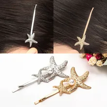 Concha estrella de mar oro plata aleación horquillas y horquillas horquilla accesorios para el cabello para mujeres(China)