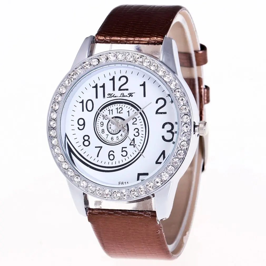 Trendcy Relogio Feminino 2018 Кожаный ремешок женские кварцевые часы со стразами украшения