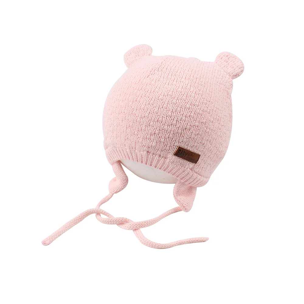 Soft Warm Baby Hat Knit Cute Bear Hat For Boys Infant Toddler Earflap Beanie Spring Autumn Cotton Baby Girl Hat Baby Accessories (19)