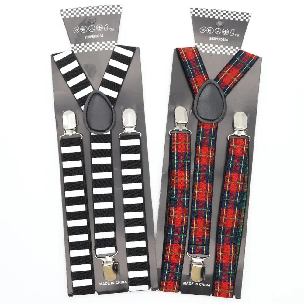 

Fashion 3 Clip Width 2.5cm Male Suspenders For Men Women Child Baby Brace Cherry Pumpkin Lattice Stripe Groom Accessories Gift
