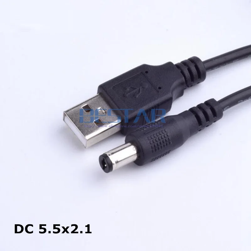 

Black DC Power Plug Adapter USB Convert To DC 5.5*2.1 / 5.5*2.1mm 5.5mm x 2.1mm 5.5mm/2.1mm Jack charging power Cable 1M 3FT