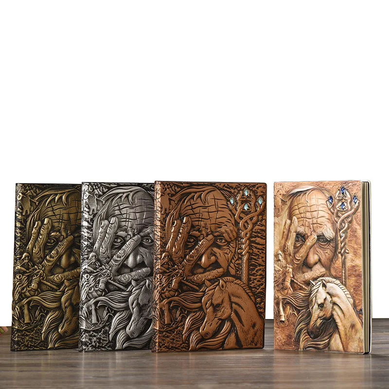 

Vintage Magazine Notebook Magazine Sketchbook Business Diary Book Medieval Style Hand-carved Magician Deep Embossed Frame