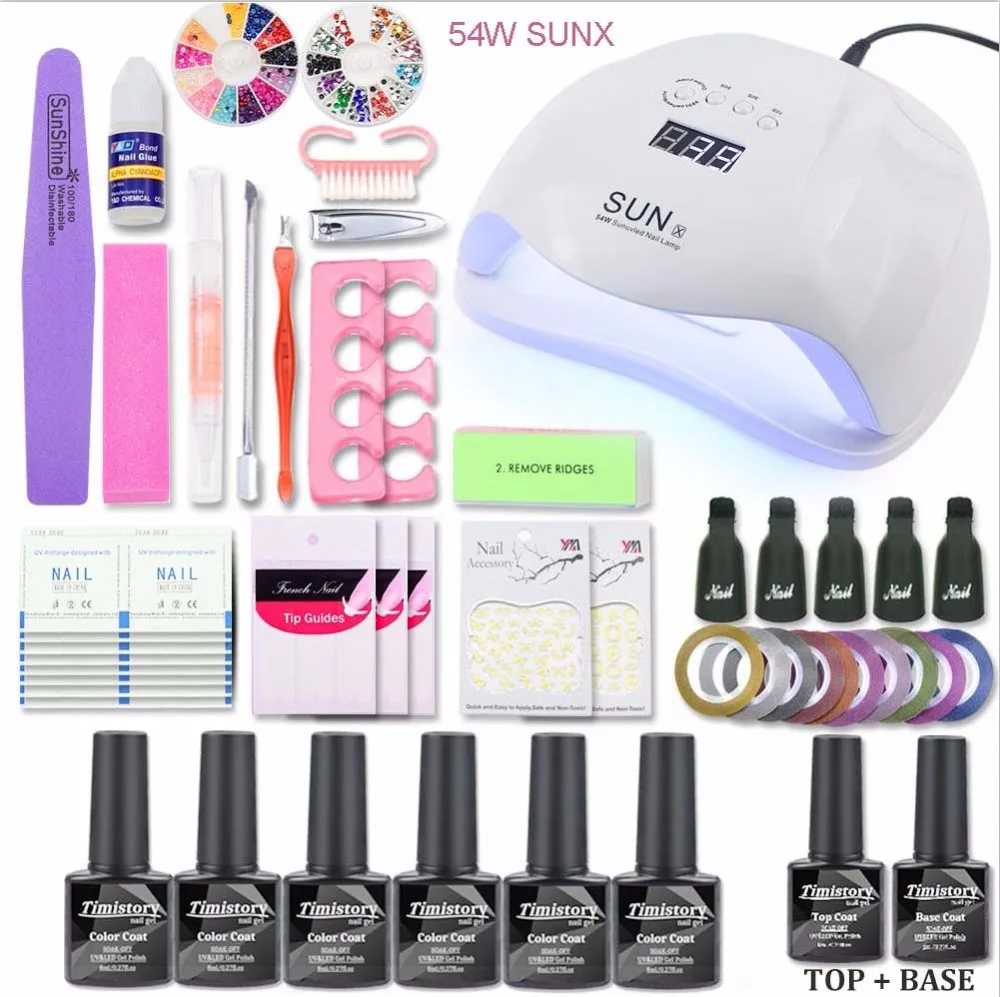 

Gel Nail Polish Nail Set 72W/54W/48W/40W Nail Dryer UV LED Lamp Manicure Tool Kit 6 Colors UV Gel Varnish Polish Nail Art Set