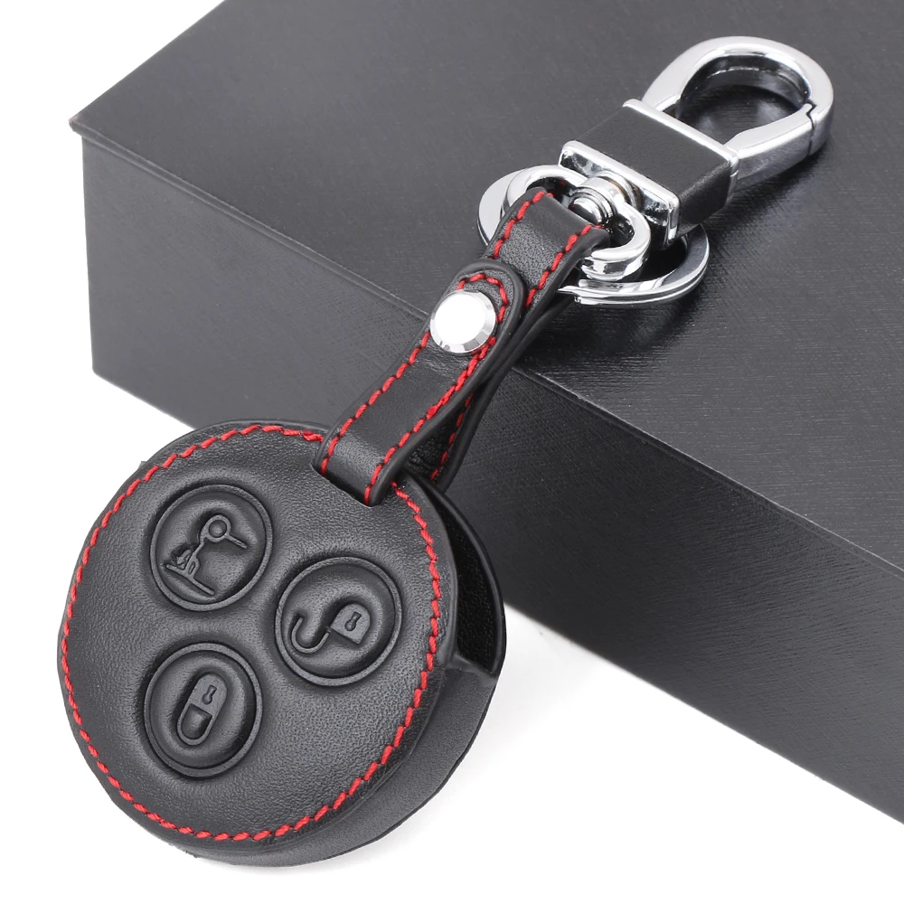 

Leather Car Key Case Cover For Mercedes Benz Smart Fortwo Forfour City Roadster 3 Buttons Car Key Case For Mercedes Benz Smart