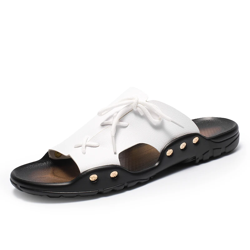 

Men Summer Leather Sandals Lace-up Slippers Beach Shoes Outdoor