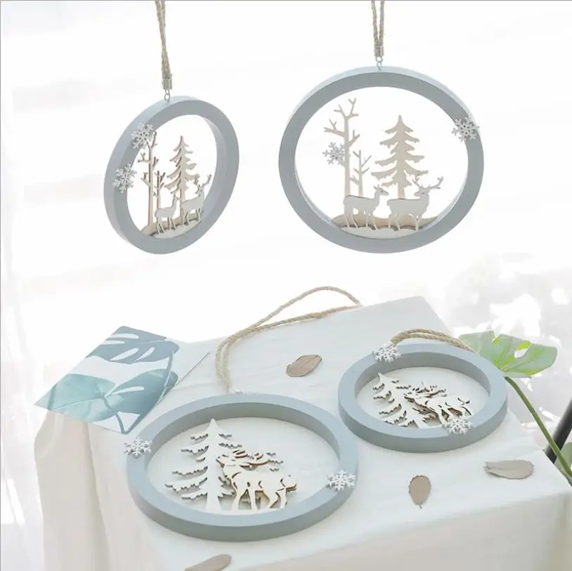 

3pcs 2018 Navidad 1pc Christmas Decoration Wooden Christmas Elk Ornament Christmas Tree Decoration Pendant Home Decor New YearS