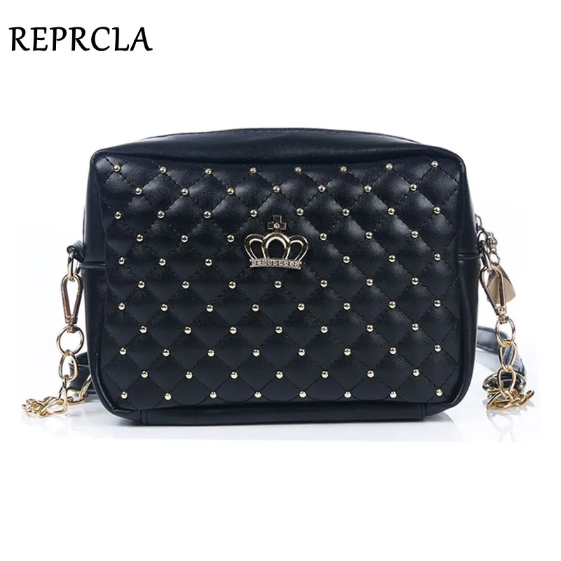 

New Designer Women Bag Fashion Women Messenger Bags Rivet Chain Shoulder Bag High Quality PU Leather Crossbody Crown Bags