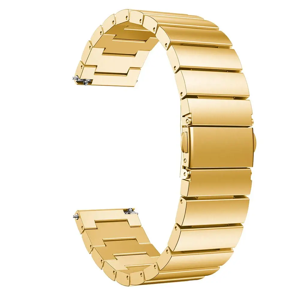 Твердый ремешок из нержавеющей стали 20 мм для samsung Galaxy Watch 42 мм с цепочкой из бисера стальной ремень металлический сменный ремешок - Цвет: Gold