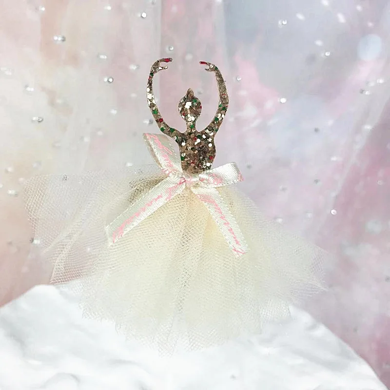Украшение торта; платье принцессы для дня рождения; украшение для торта; украшение в виде кекса; детский подарок на день рождения, свадьбу для девочек - Цвет: gold sequin X 1