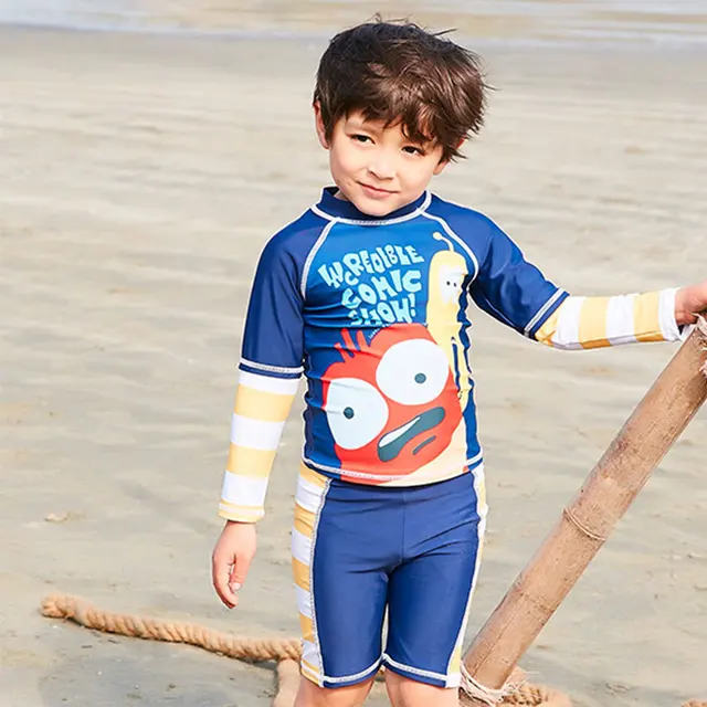 Special Price Kids Bathing Suit Baby Clothes Swimwear Children's Boys 2018 New Children Long Sleeve Cute Surfing 28019 Animal Polyester Shorts