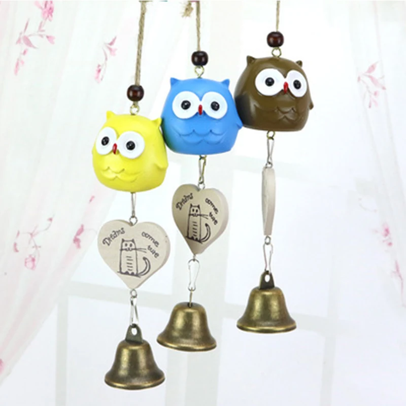 Craft Wind Bell Metal Glass Chimes Outdoor Animal Resonant Owl Hanging Garden