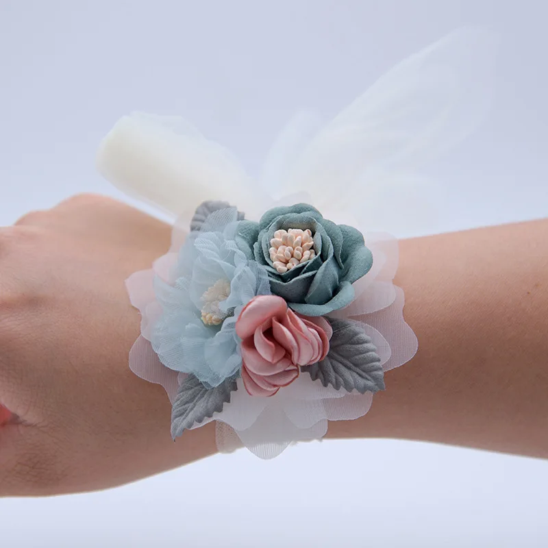 Girls Flower Corsage Hand Corsage Flowers Corsage Bracelet Bridesmaid Bracelet Wedding Flower Bracelet  Hand Pink Pearl Corsage