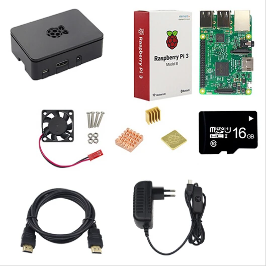 Комплект Raspberry Pi 3 Model B 5V2. 5A блок питания с переключателем+ sd-карта 16G+ корпус ABS+ вентилятор охлаждения+ радиатор+ кабель HDMI+ камера 5 Мп - Комплект: Комплект 6