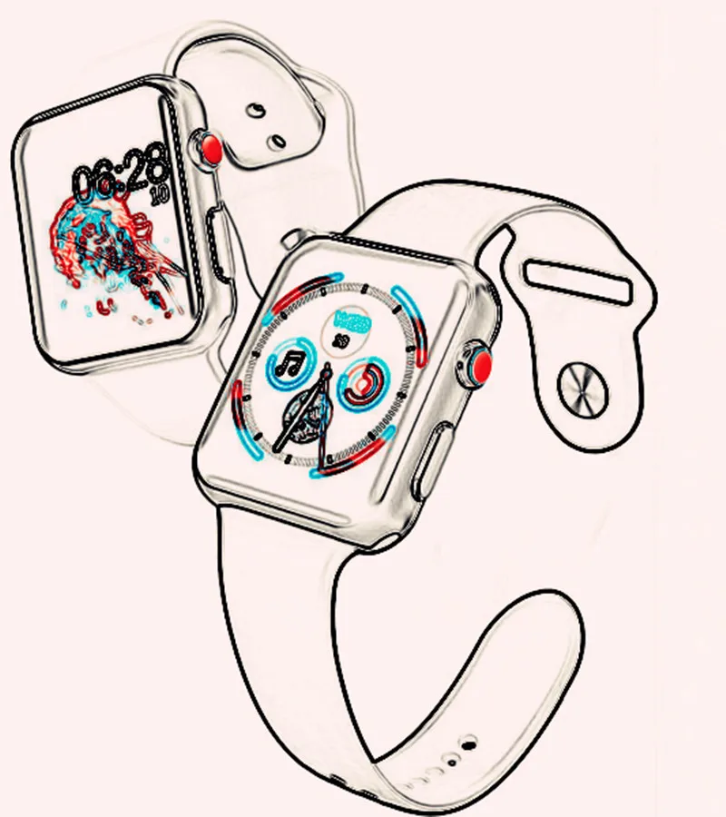 

2018 42mm size 1:1 Smart Watch series 4 Heart Rate Smartwatch Gold Color with Red button Alloy case For iOS Android PK IWO 5 6