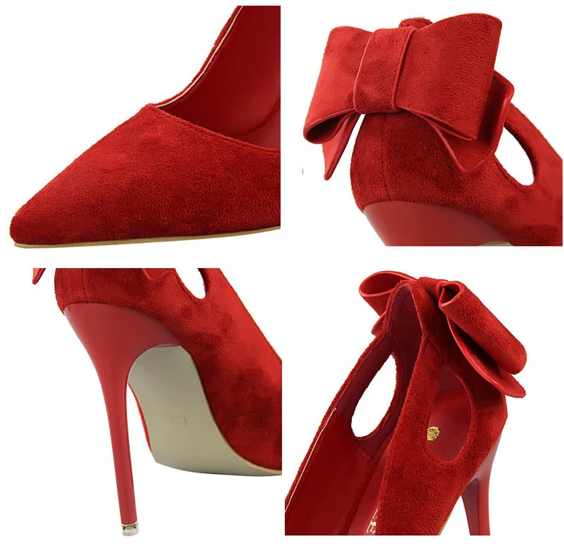 Women's Pumps Shoes High Heel Womens Shoes Heels Sexy High Heels Nightclub Party Women Shoes With Heels And Bow Tie Office Lady  (10)