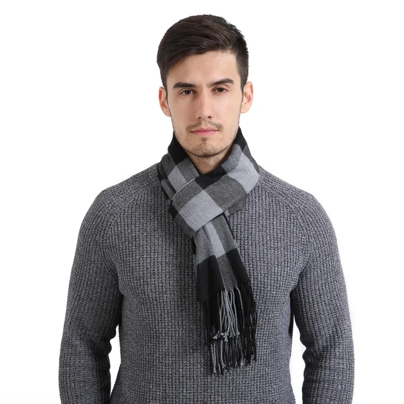 Новейший клетчатый шарф для мужчин и женщин, модный акриловый шарф, теплый осенний зимний шарф, классический длинный 30 см* 190 см, мягкие шарфы для мужчин