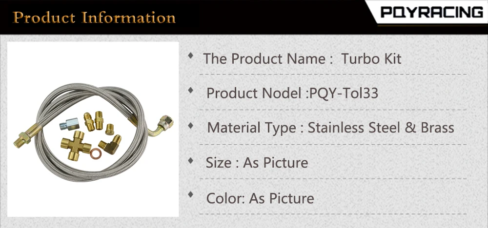 PQY-3" плетеная нержавеющая сталь турбозарядка 1/8 NPT фитинг линия подачи масла для T3/T4 турбонаддува PQY-TOL33