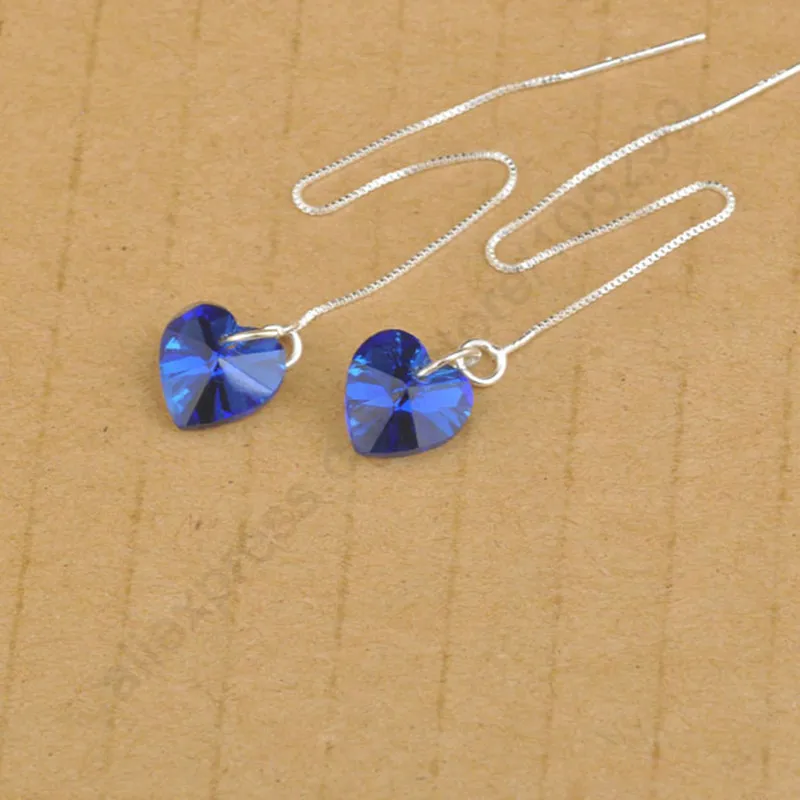 Женские серьги подвески из серебра 925 пробы с фианитами|dangle earrings|925 sterlingear threads |