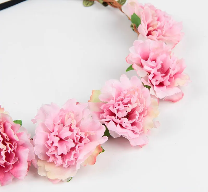 Silicone Anti-lost Chain Strap Adjustable 10pcs/lot Fashion Women Bohemia Beach Peony Flower Headband Scrunchy Hairband Wreath Flora Adjustable Headband Hair Accessories newborn socks for babies