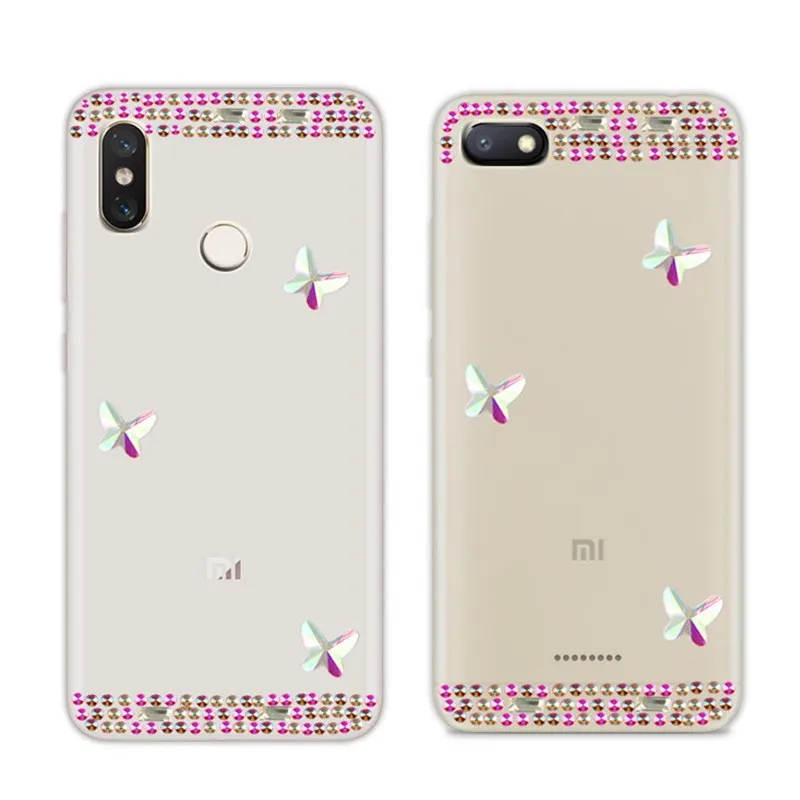Блестящий Прозрачный чехол для телефона Xiaomi A2 lite A1 5X 6X держатель стэндер Алмазный