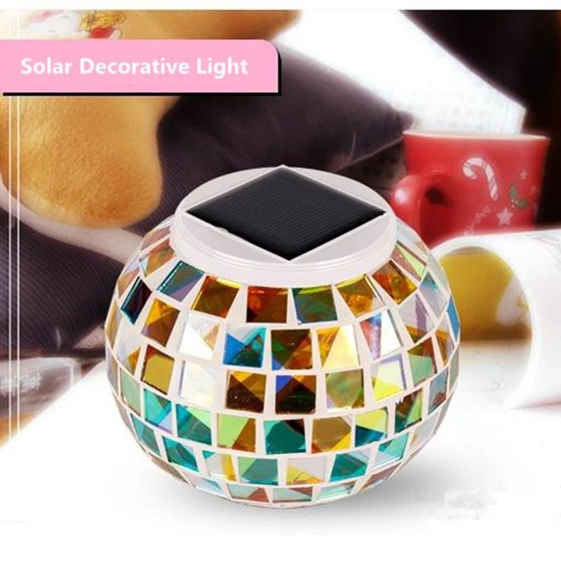 Светодиодный светильник для газонов, мозаичный стеклянный шар солнечной энергии, открытый сад, изменение цвета, газон, фейерверк, стрекоза