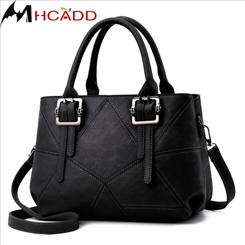 

MHCADD Women Vintage Handbags 2018 High Quality Luxury Women Bags Women PU Leather Shoulder Messenger Bags Black Tote Bag Bolsa