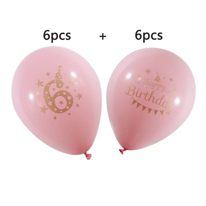 12 шт./лот детская праздничных воздушных шаров "пишу вам номер 1 От 2 до 9 лет 1st 2nd на день рождения вечерние цифровой клипсы для воздушных шаров из латекса Globos - Цвет: 6st pink