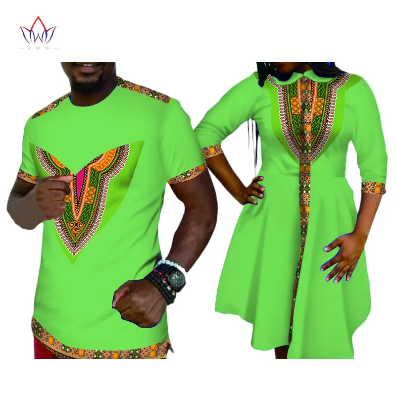 Лето г. продвижение платья для вечерние короткие женские Африка костюмы мужская рубашка семейная одежда одинаковая пара принт ткань BRWYQ20 - Цвет: 14