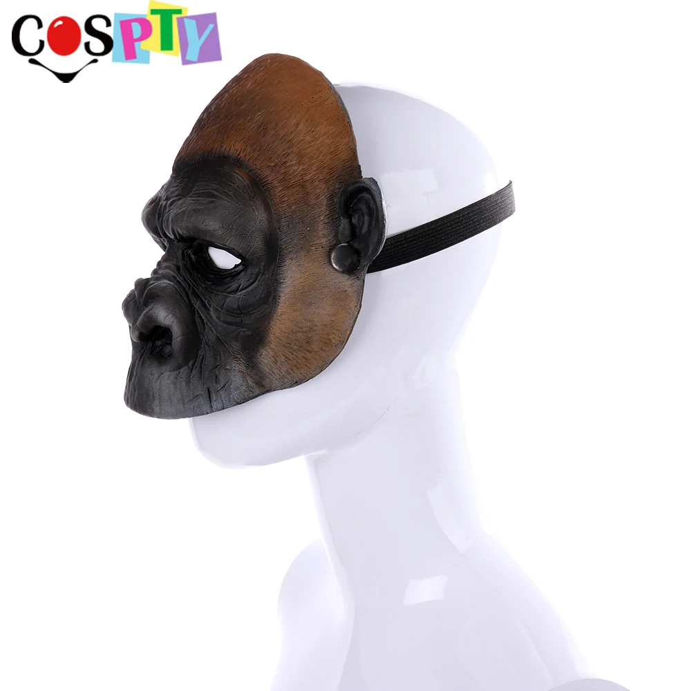 Cospty Хэллоуин Карнавал тушь для вечеринок 3D Simian голова животного лицо Косплей Реалистичная обезьяна черная baboon маска орангутанга